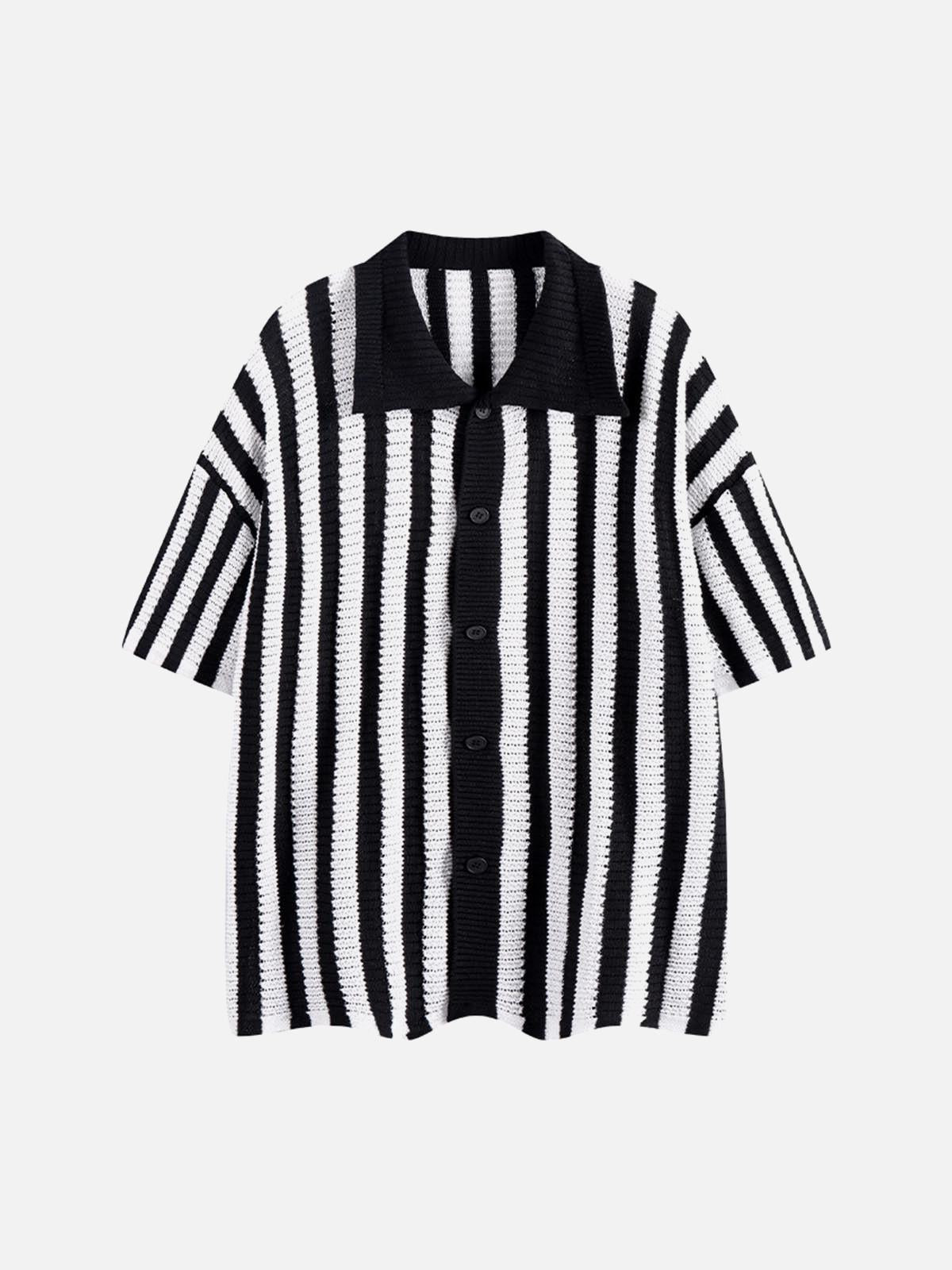 TALISHKO Cleanfit Striped Knit Cardigan Shirt