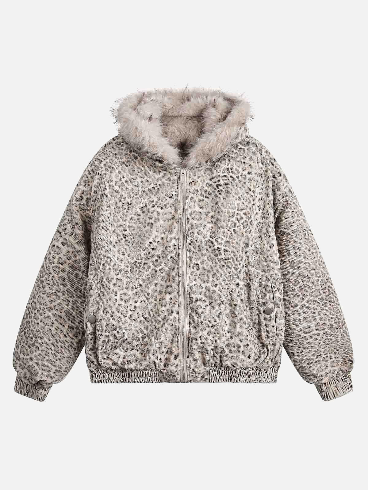 TALISHKO Cheetah Print Mink Fur Hooded Jacket