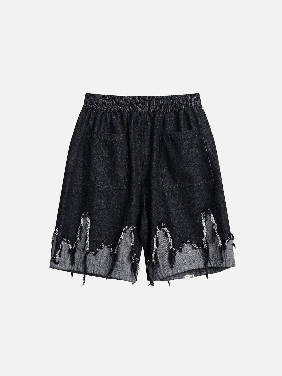 TALISHKO Patchwork Tassel Fringe Jorts