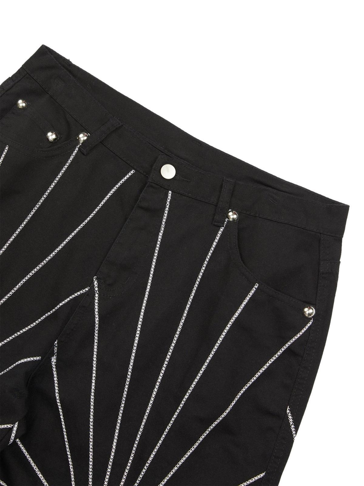 TALISHKO Heavy Spider Web Embroidered Topstitch Jeans