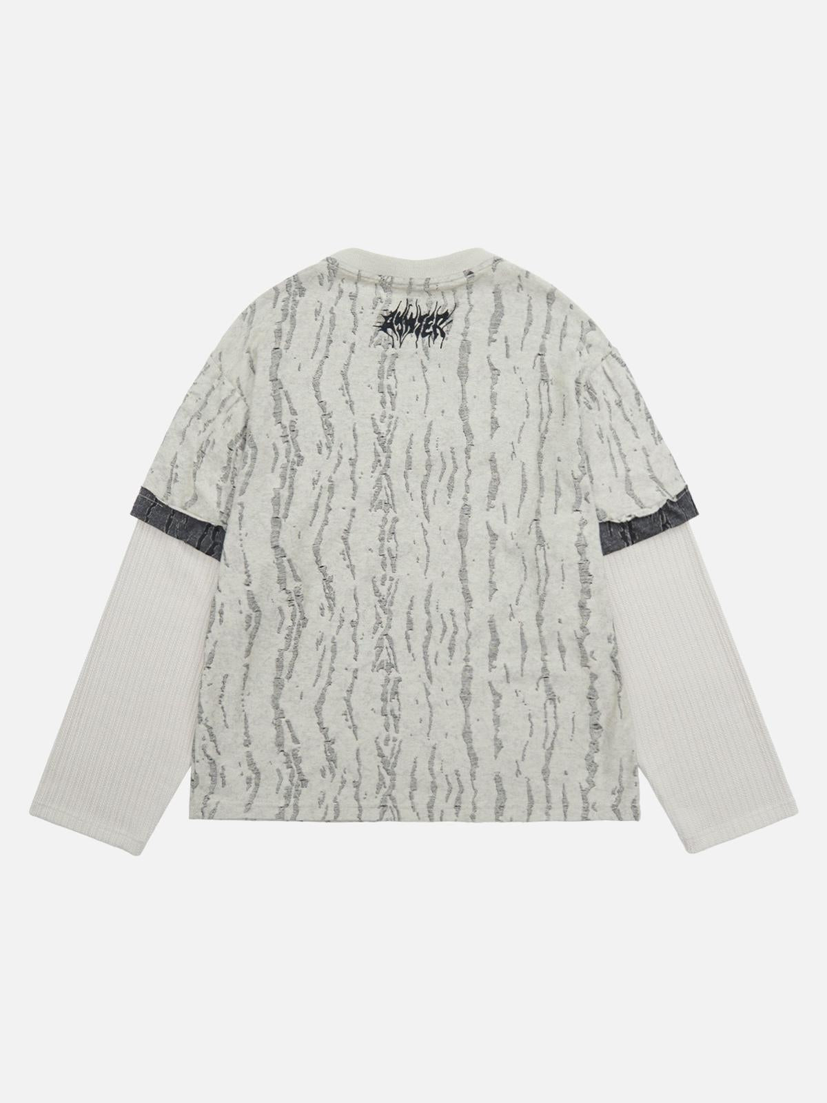 TALISHKO Faux Two-Piece Distressed Woolen T-Shirt