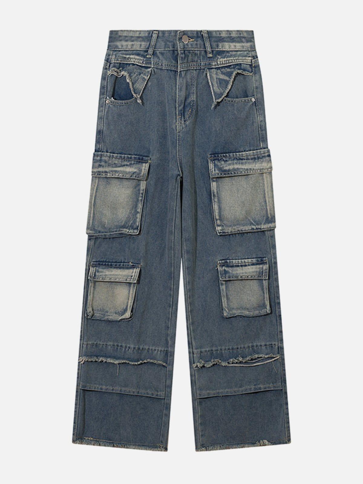 TALISHKO Patchwork Multi-Pocket Jeans