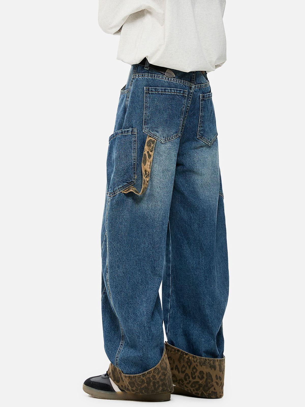 TALISHKO Leopard Print Barrel Cuffed Jeans