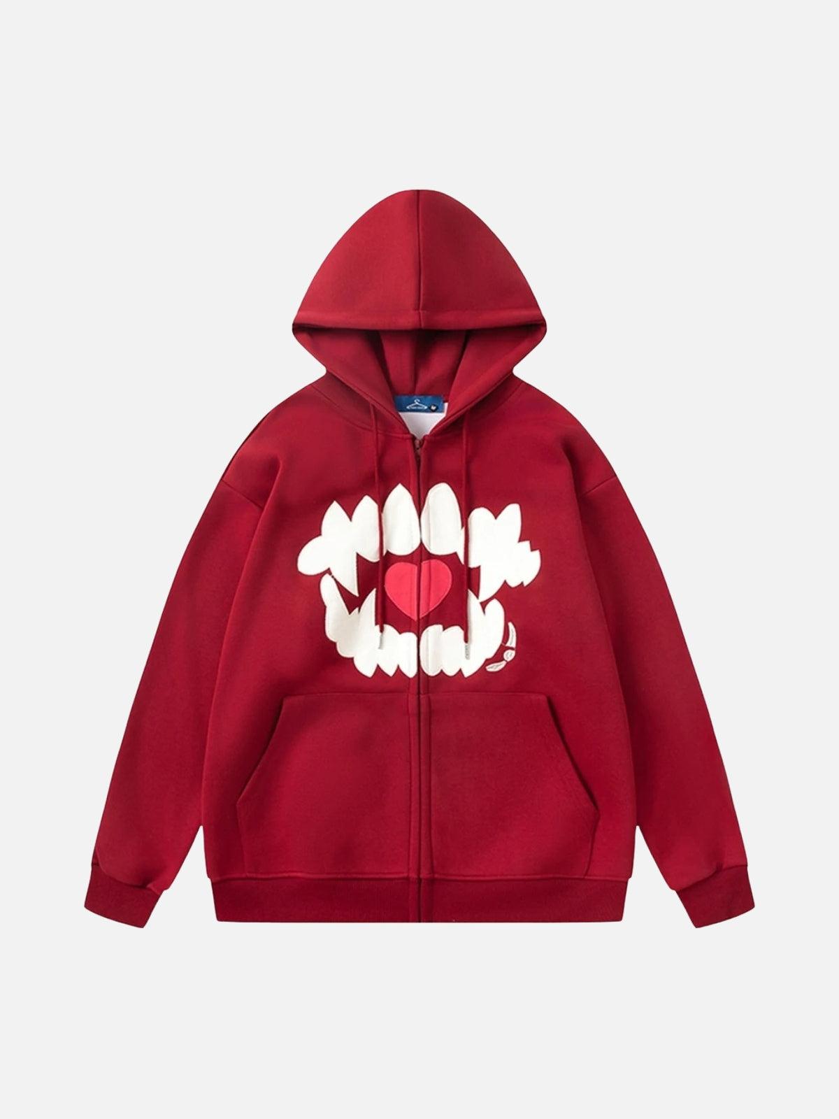 TALISHKO Embroidery Tooth Heart Hoodie