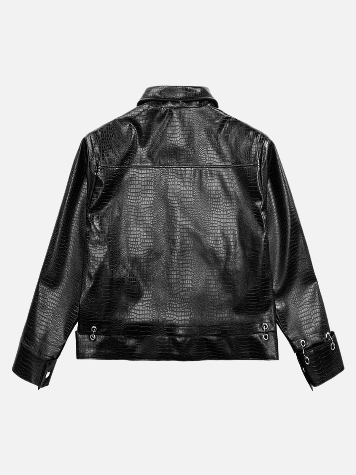 TALISHKO Shoulder Pad PU Leather Jacket