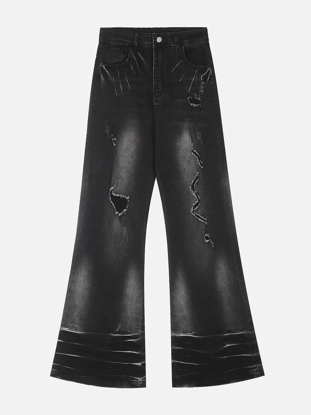 TALISHKO Distressed Fringe Washed Jeans