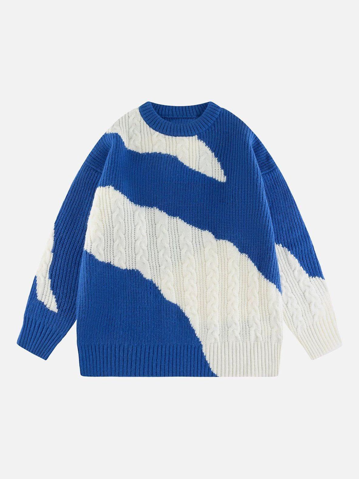 TALISHKO Contrast Irregular Design Knit Sweater