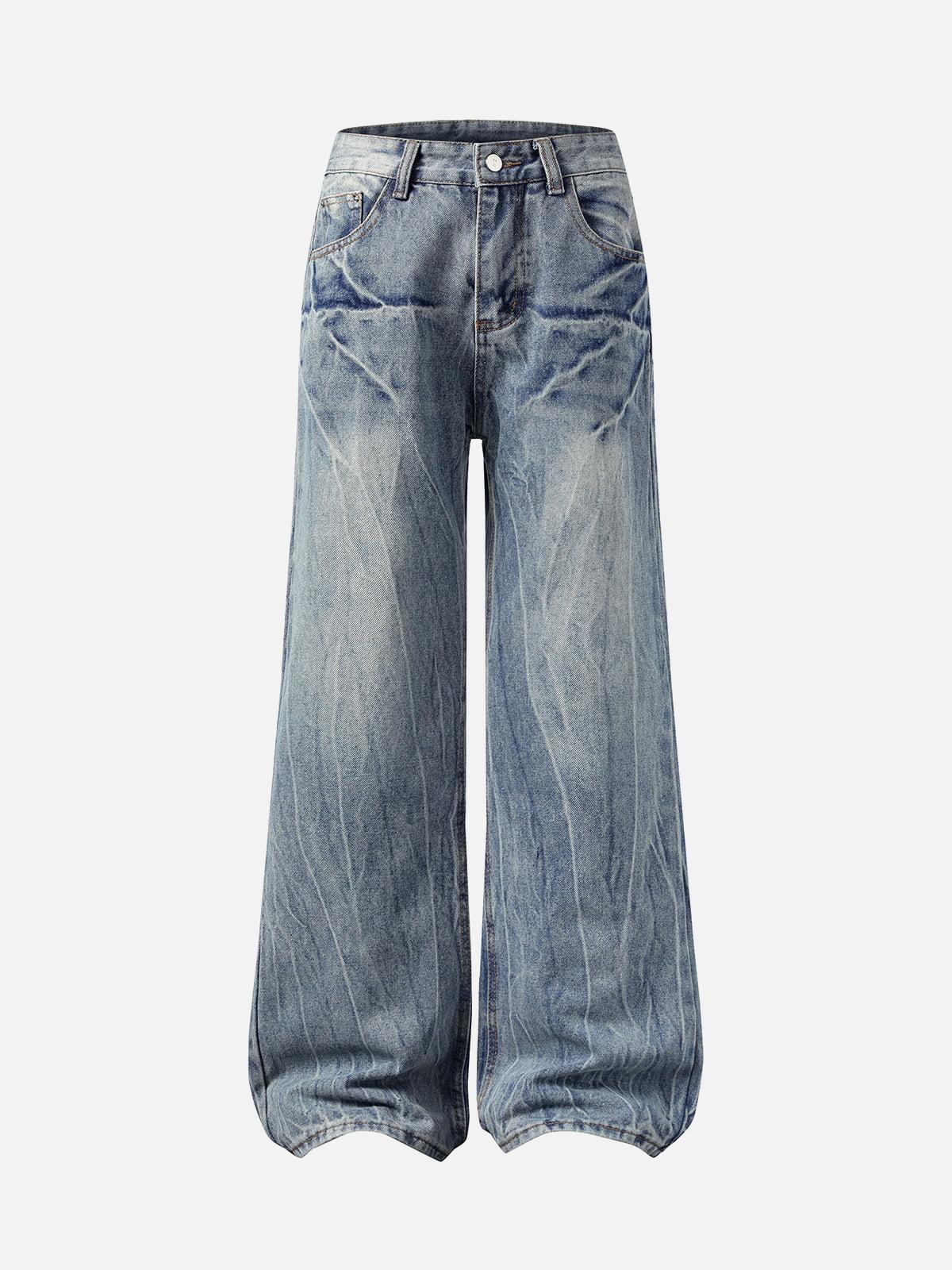 TALISHKO Washed Distressed Straight Jeans