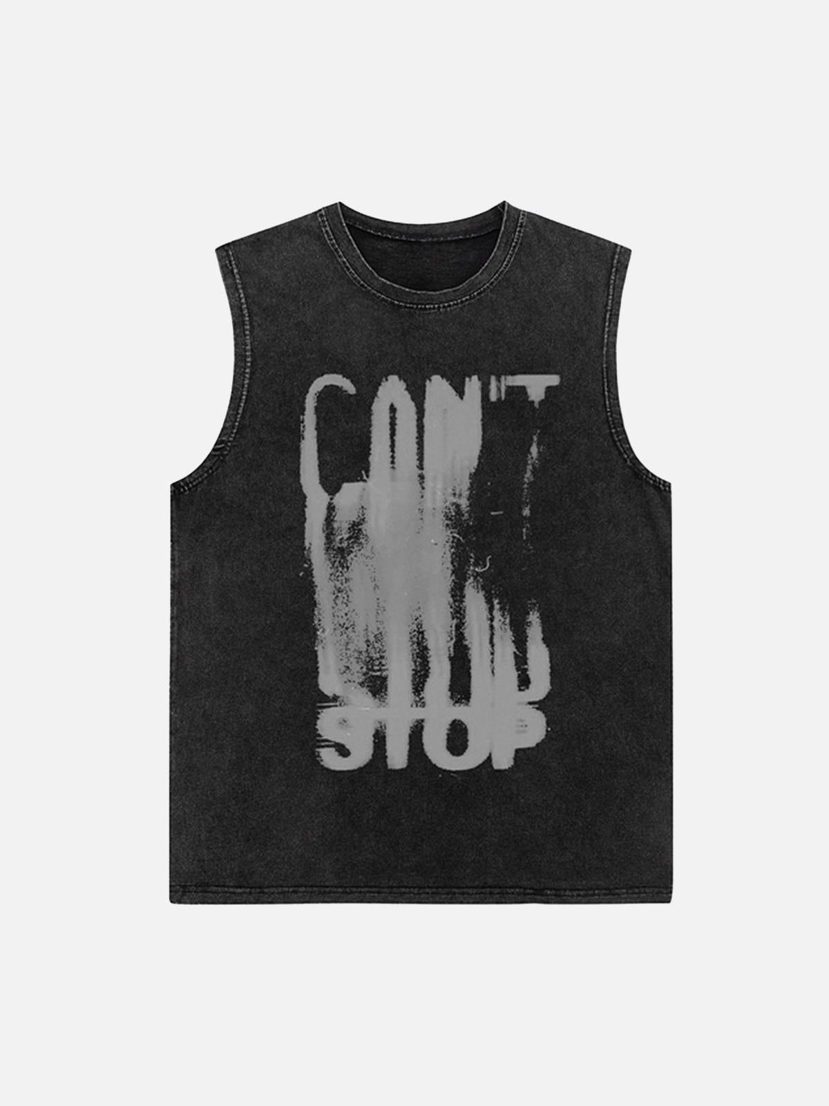 TALISHKO Art Letter Washed Distressed Vest