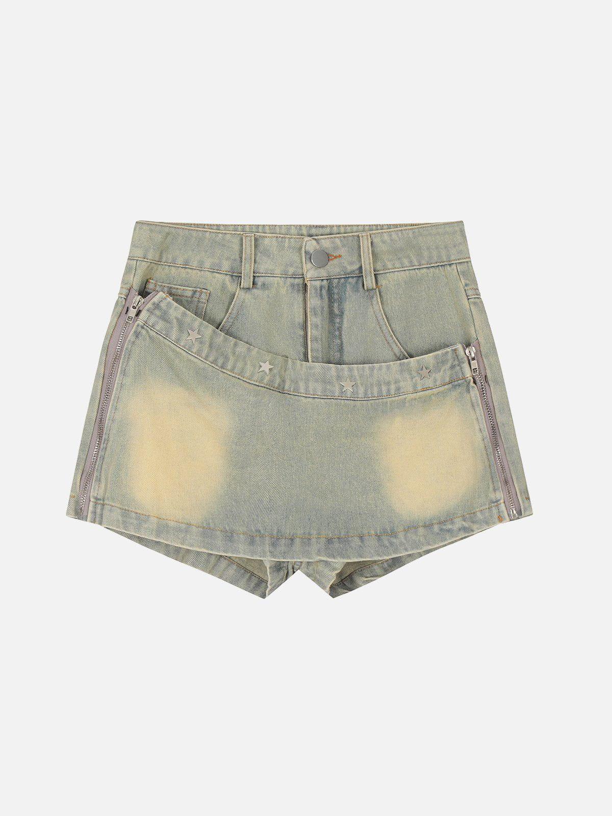 TALISHKO Star Rivet Leg Sleeves Jorts