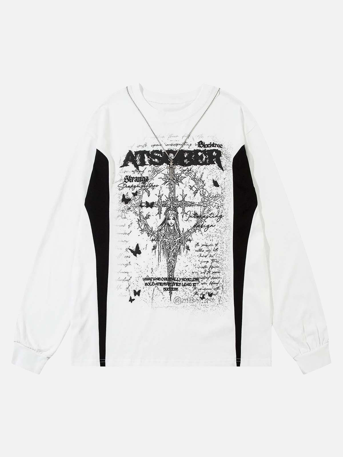 TALISHKO Star Necklace Cross Graphic Long Sleeve T-Shirt