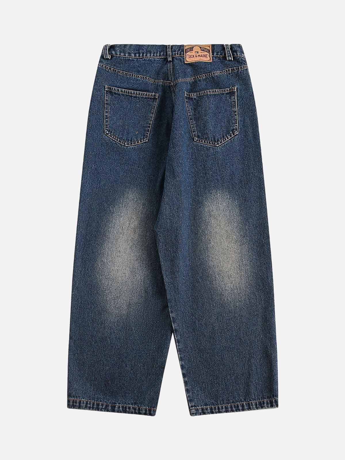 TALISHKO Distressed Ink Graffiti Straight Jeans