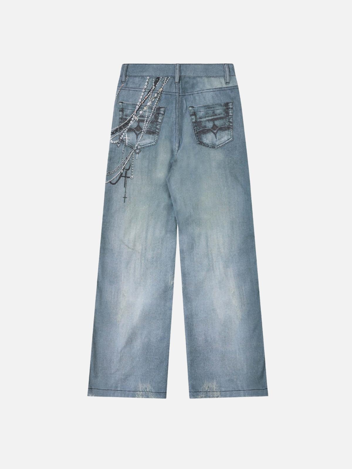 TALISHKO Chains Print Jeans