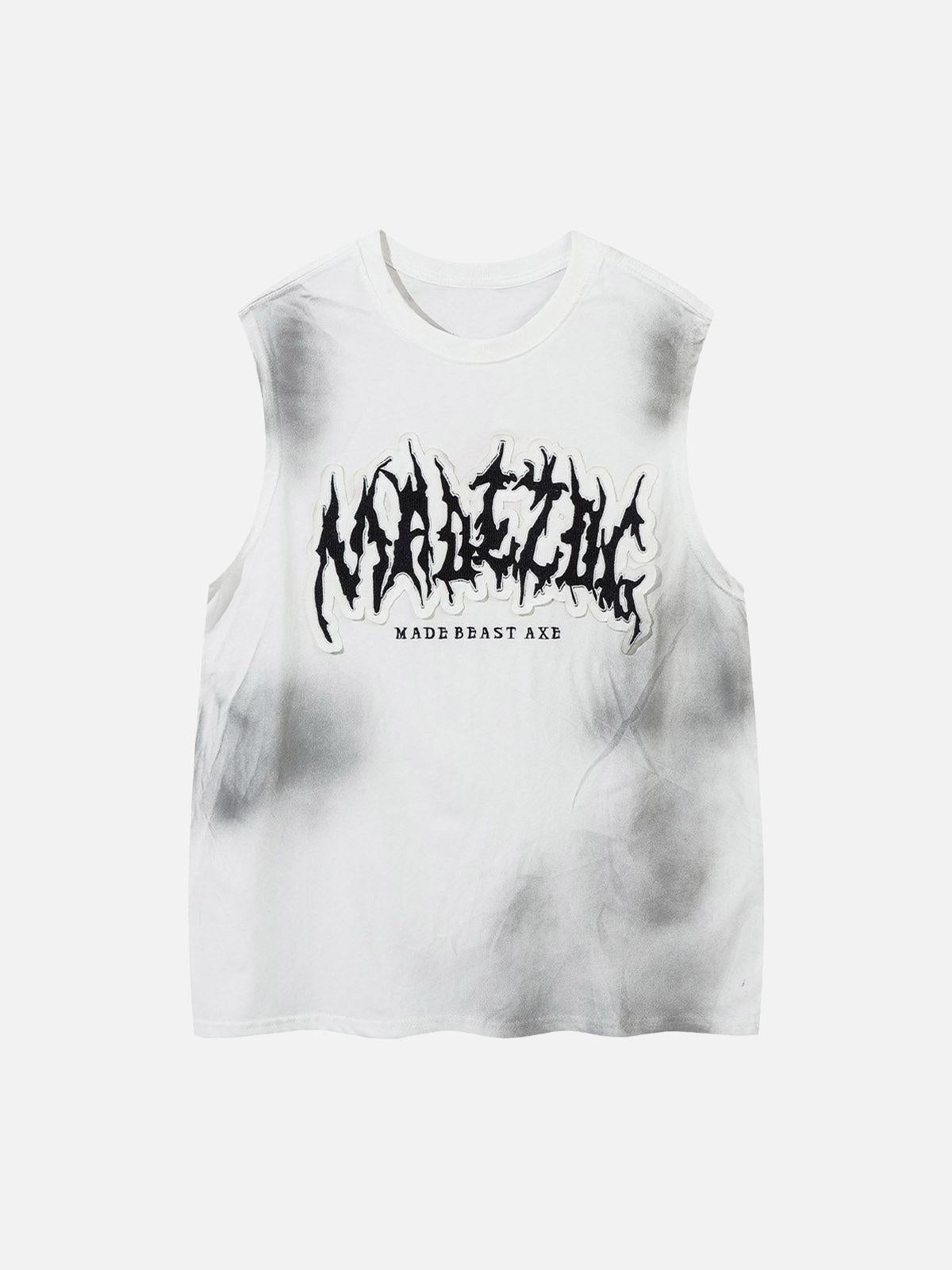 TALISHKO Letter Patchwork Gradient Tank Top