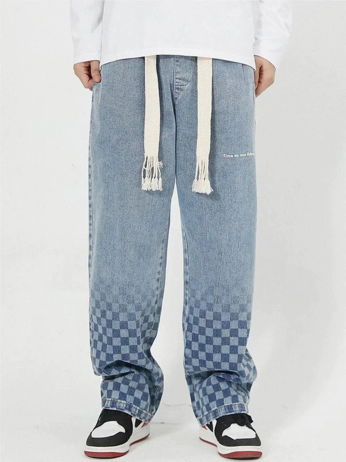 TALISHKO Checkerboard Print Jeans