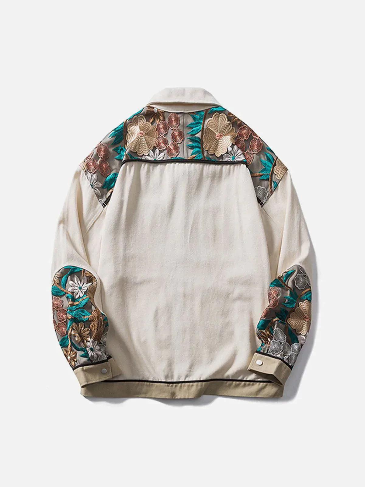 TALISHKO Vintage Flower Embroidery Stitching Jacket