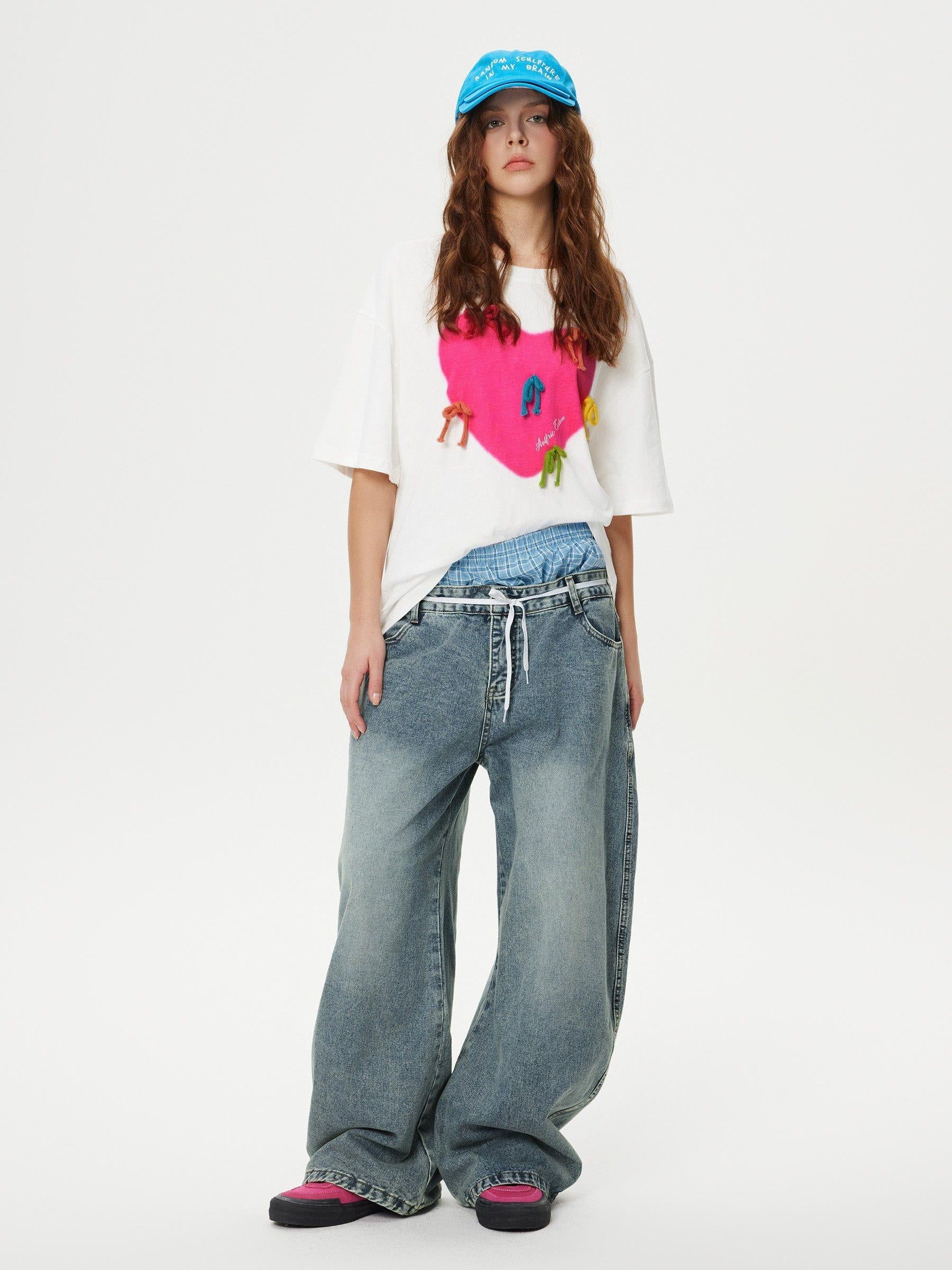 TALISHKO Double Waist Loose Sagging Jeans