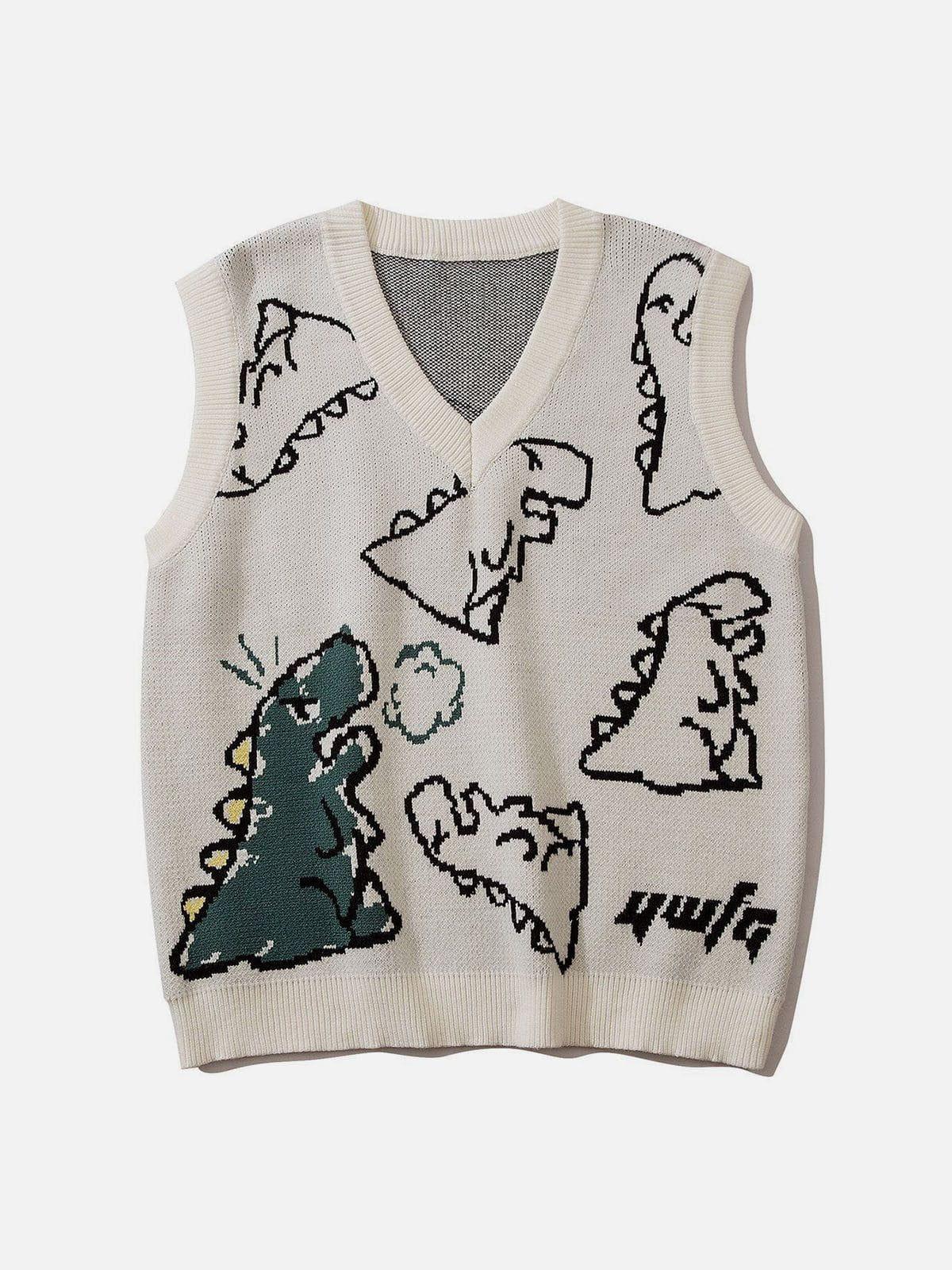 TALISHKO Little Dinosaur Graphic Sweater Vest