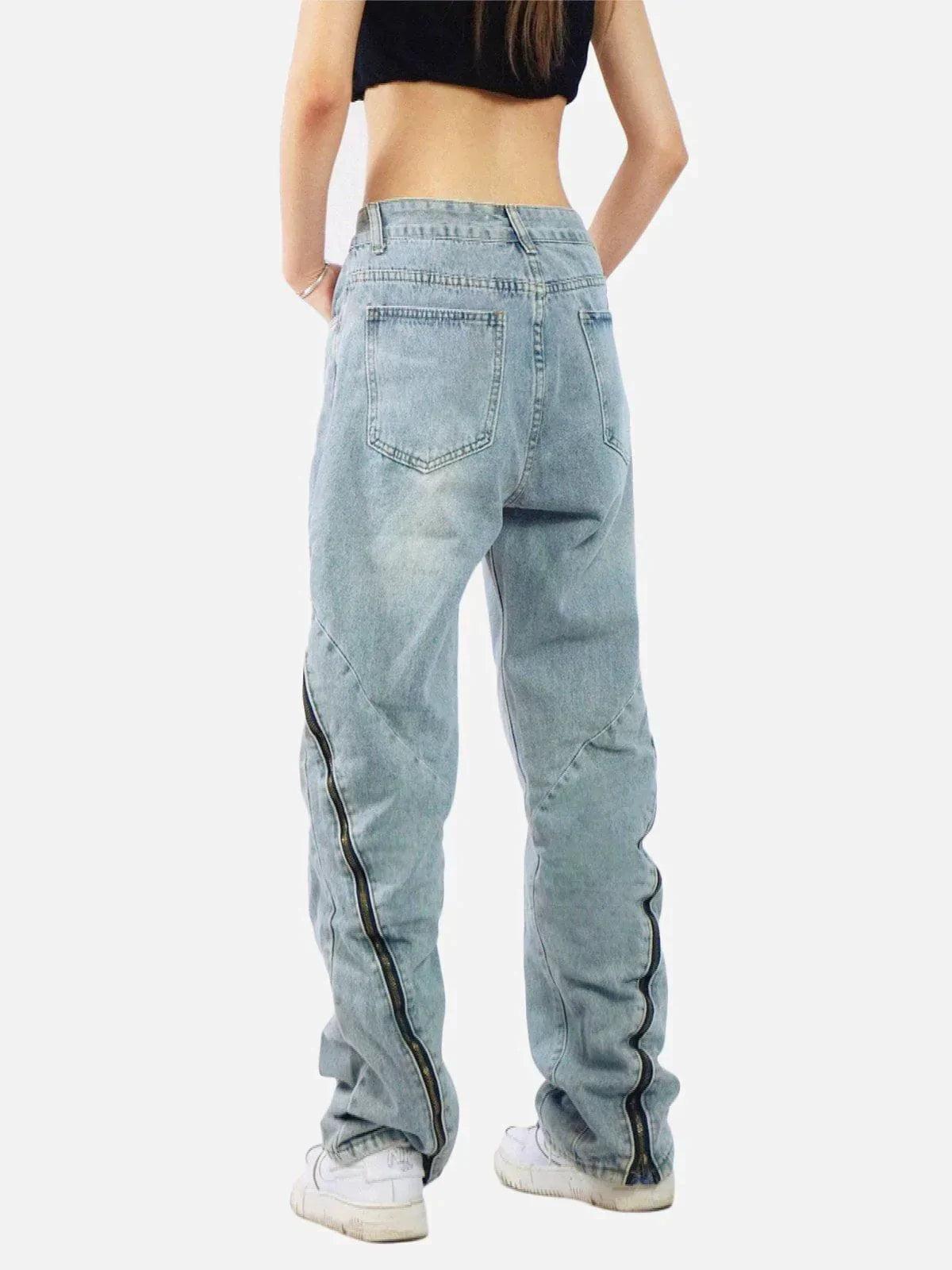 TALISHKO Vintage Wash Adjustable Zip Jeans