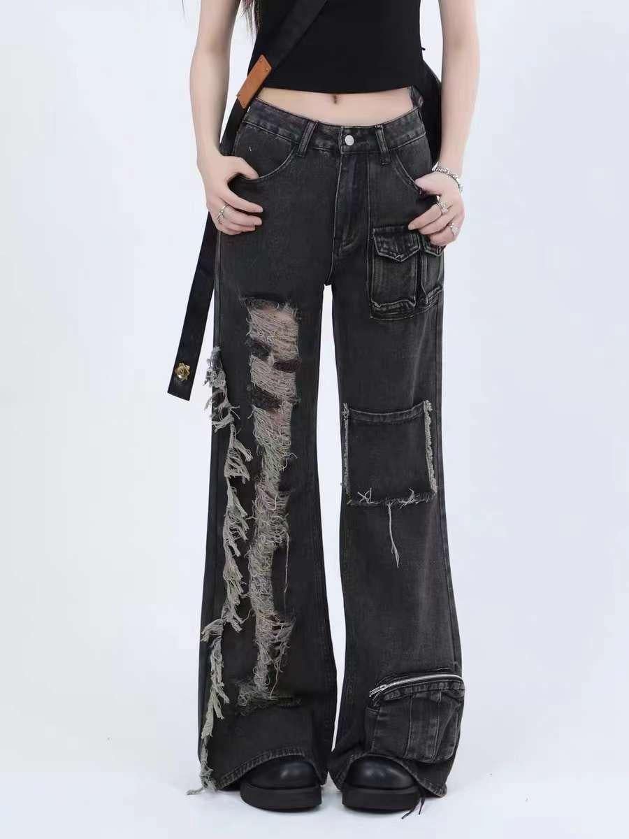 TALISHKO Solid Color Straps Jeans