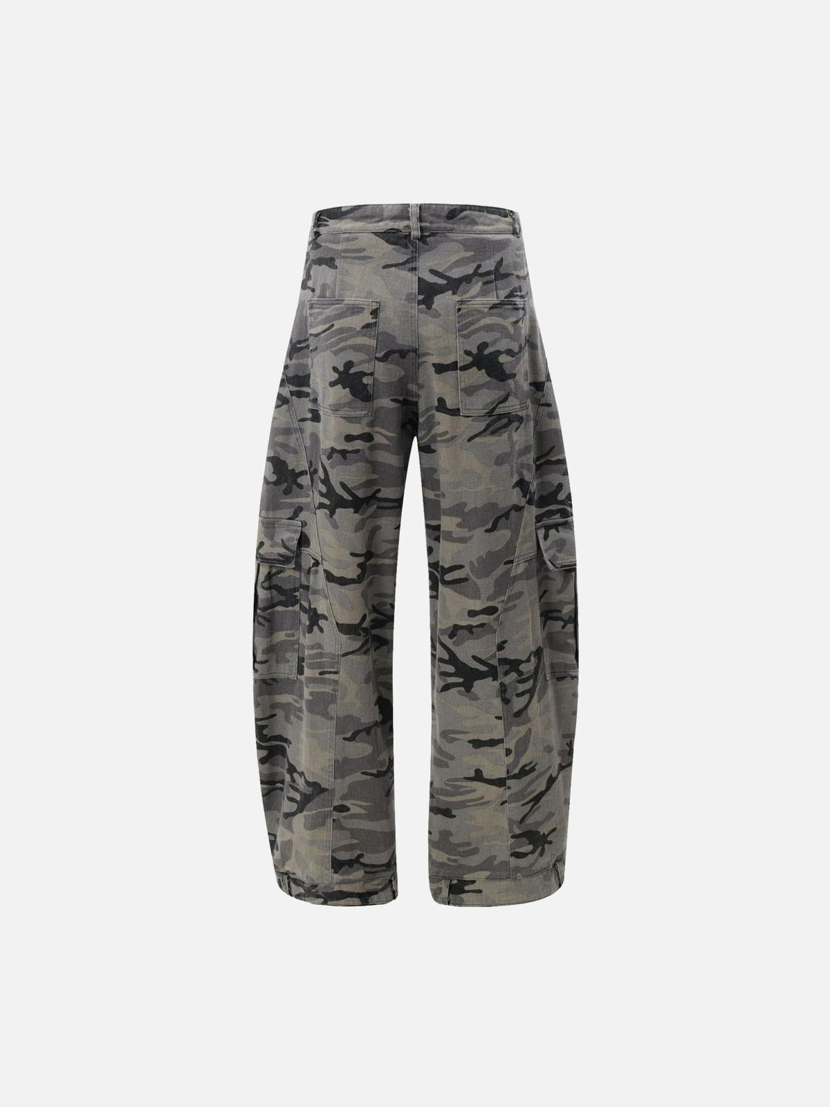 TALISHKO Curved Leg Paneled Camouflage Cargo Pants