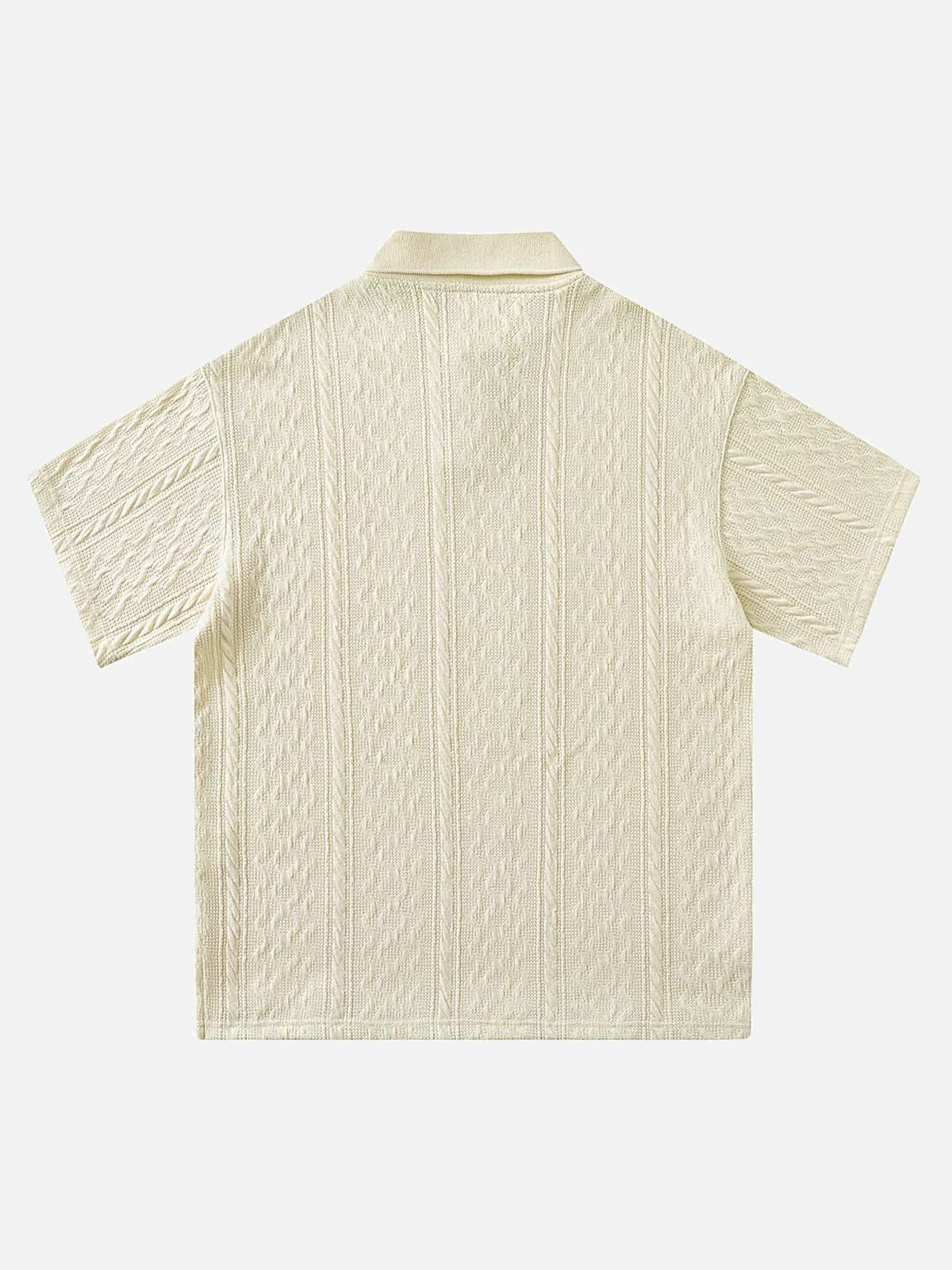 TALISHKO Vintage Print Lapel Short Sleeve Polo Shirt