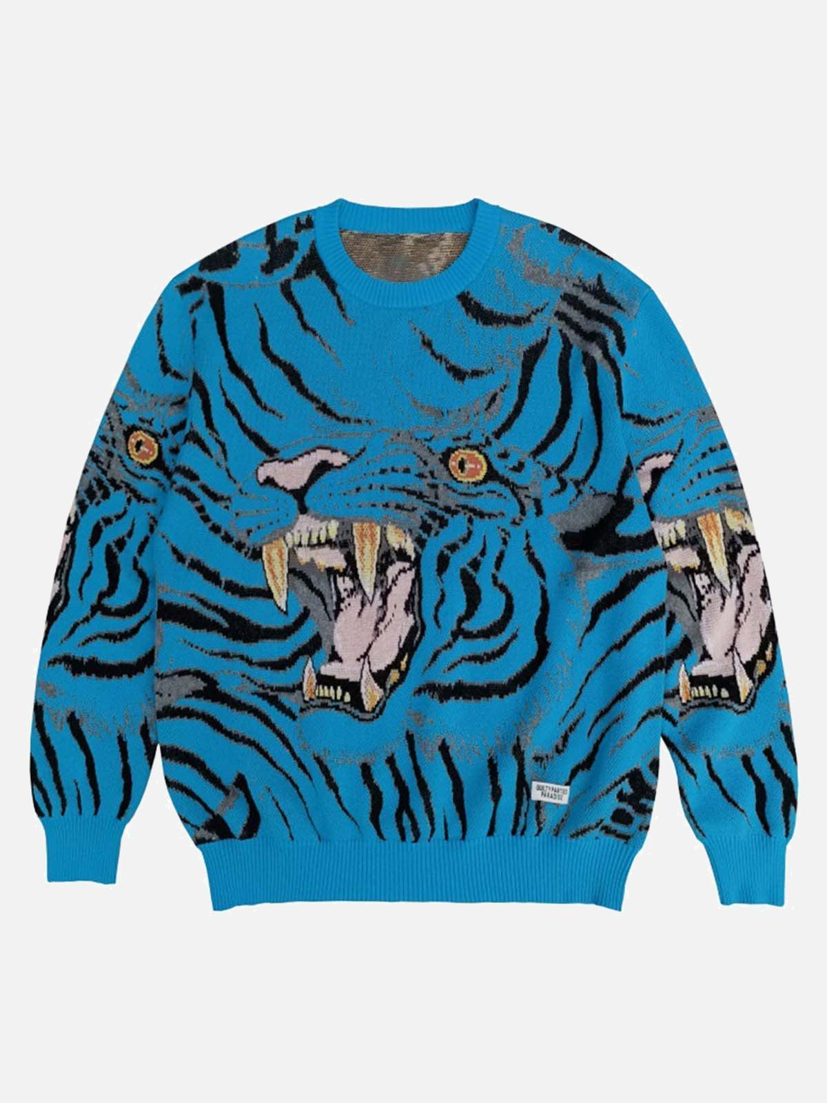 TALISHKO Tiger Crew Neck Knitted Sweater