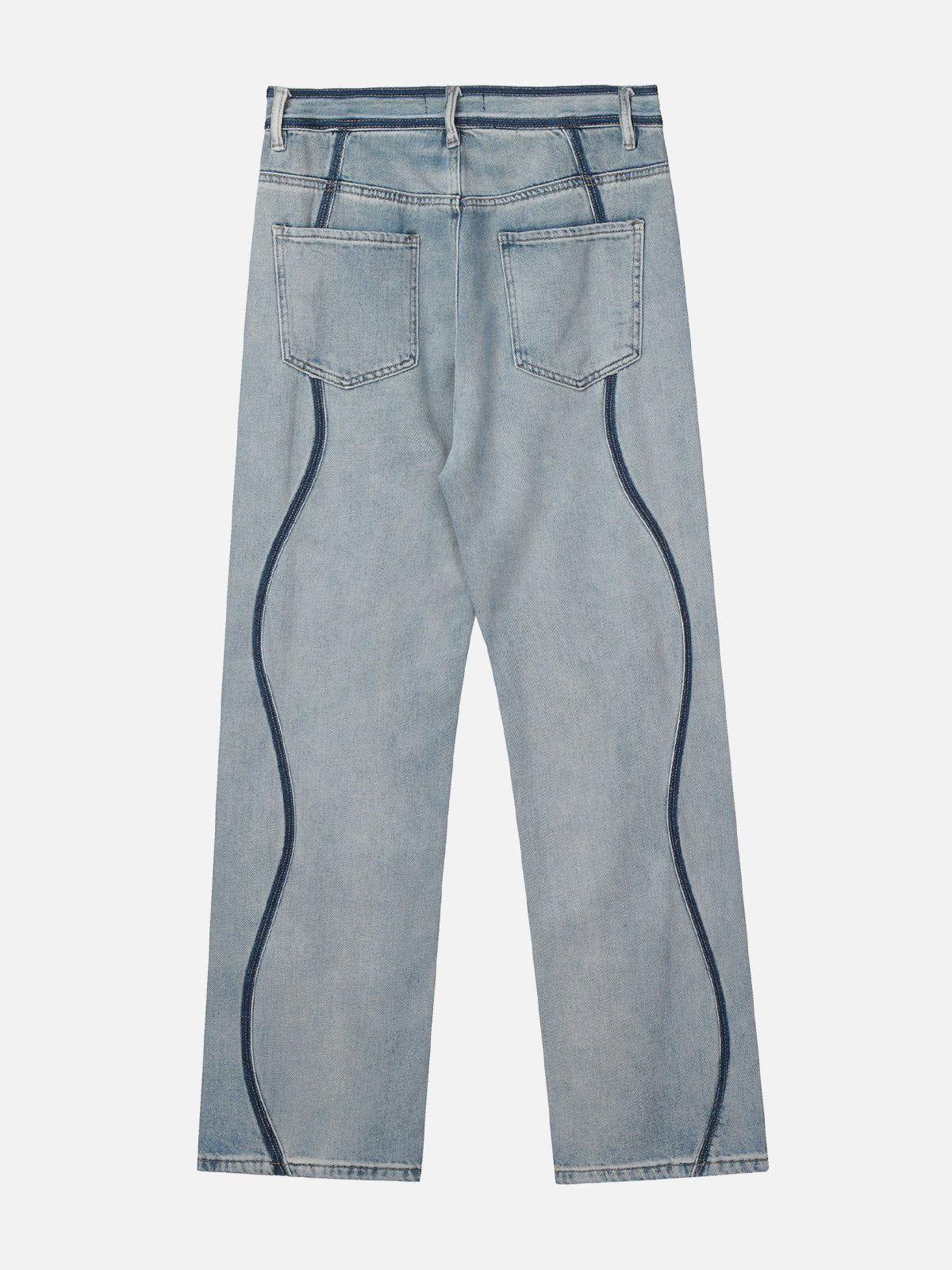 TALISHKO Dark Color Curve Patchwork Jeans