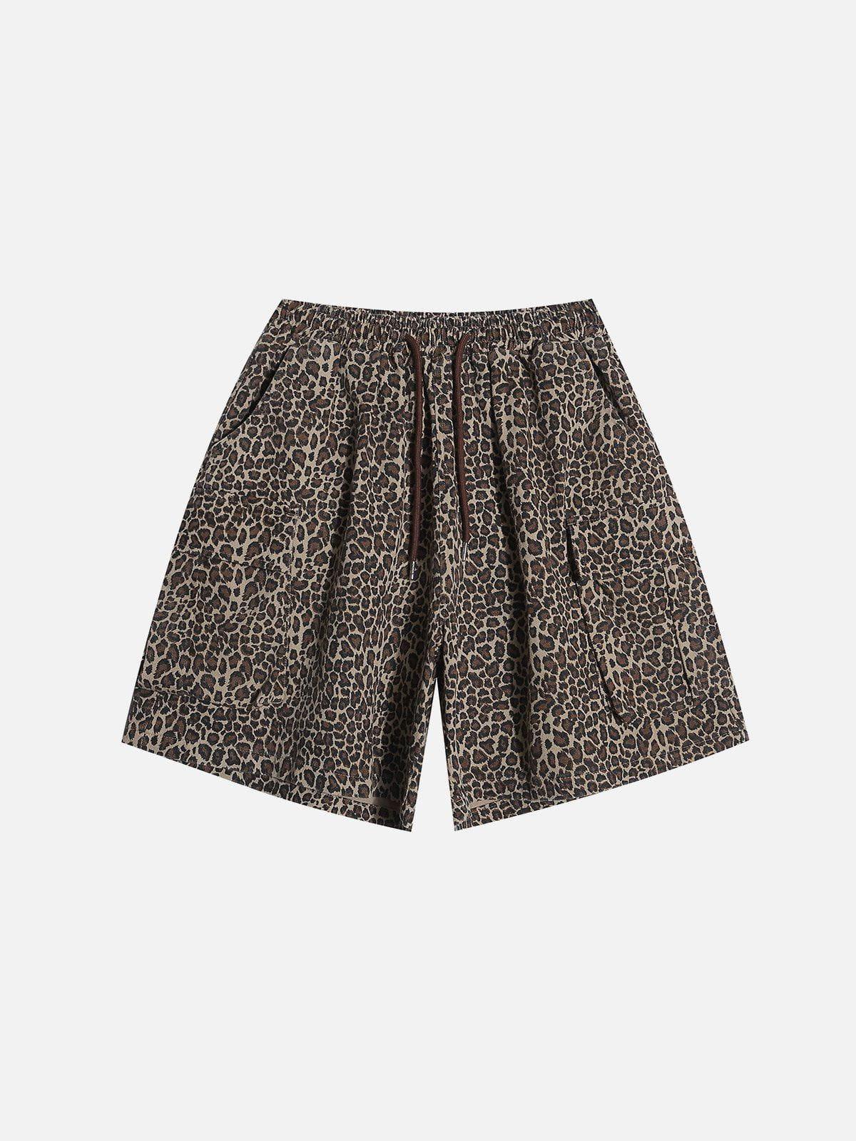 TALISHKO Drawstring Leopard Print Shorts