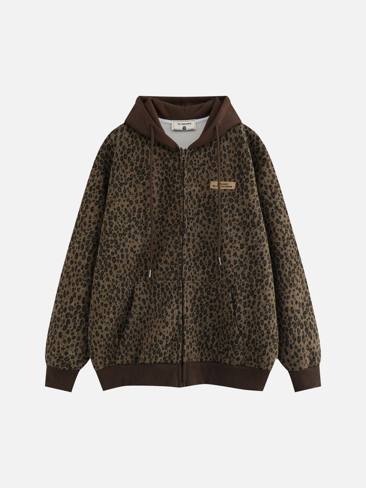 TALISHKO Leopard Print Zip-Up Hoodie