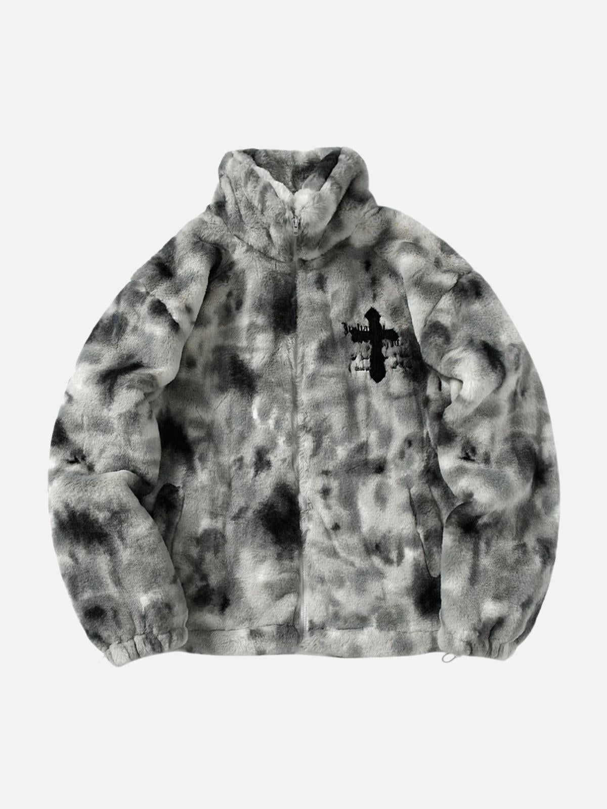 TALISHKO Heavy-Duty Faux Lambswool Tie-Dye Urban Jacket