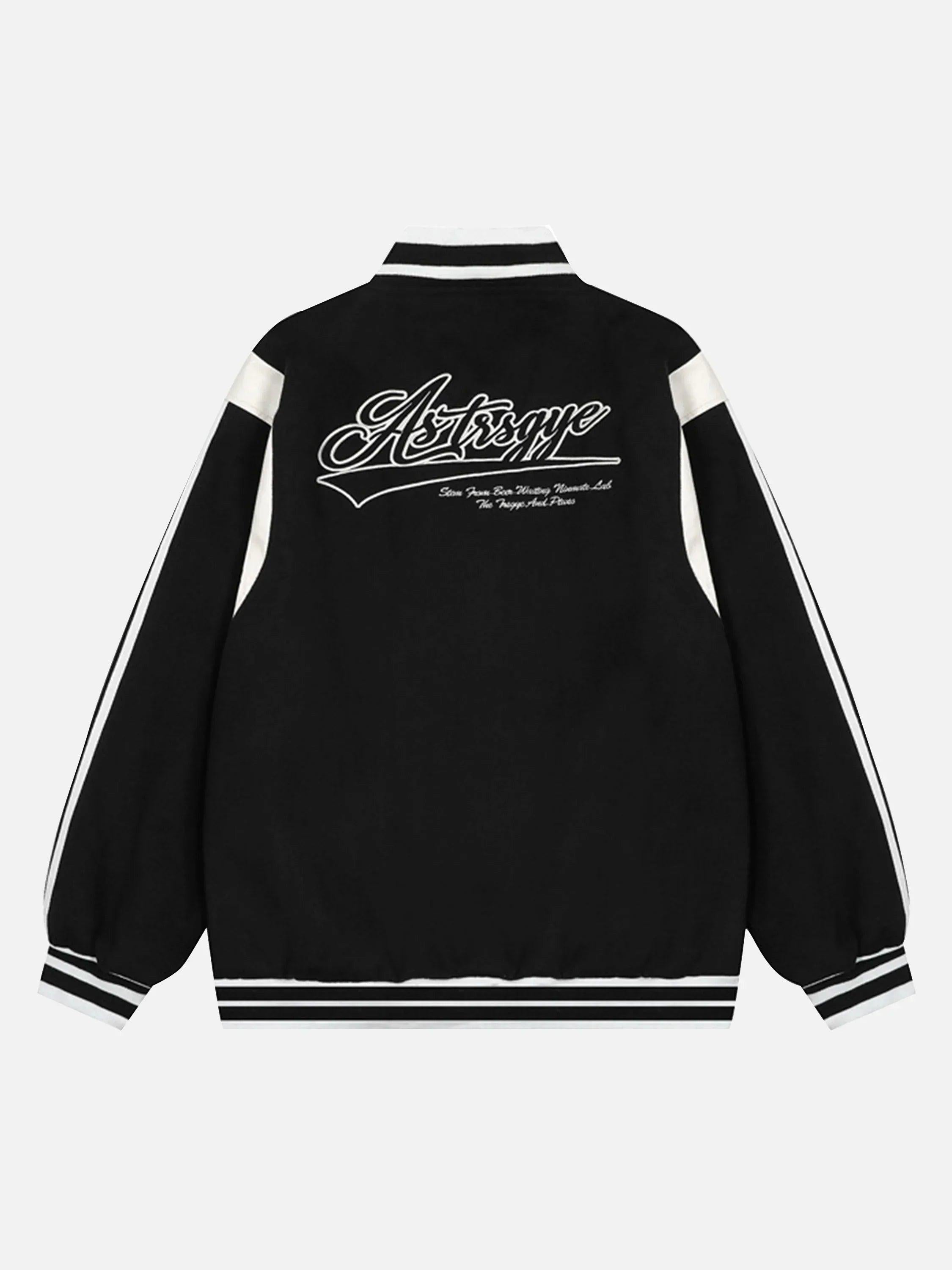 TALISHKO Patchwork Contrast Embroidered Baseball Jacket