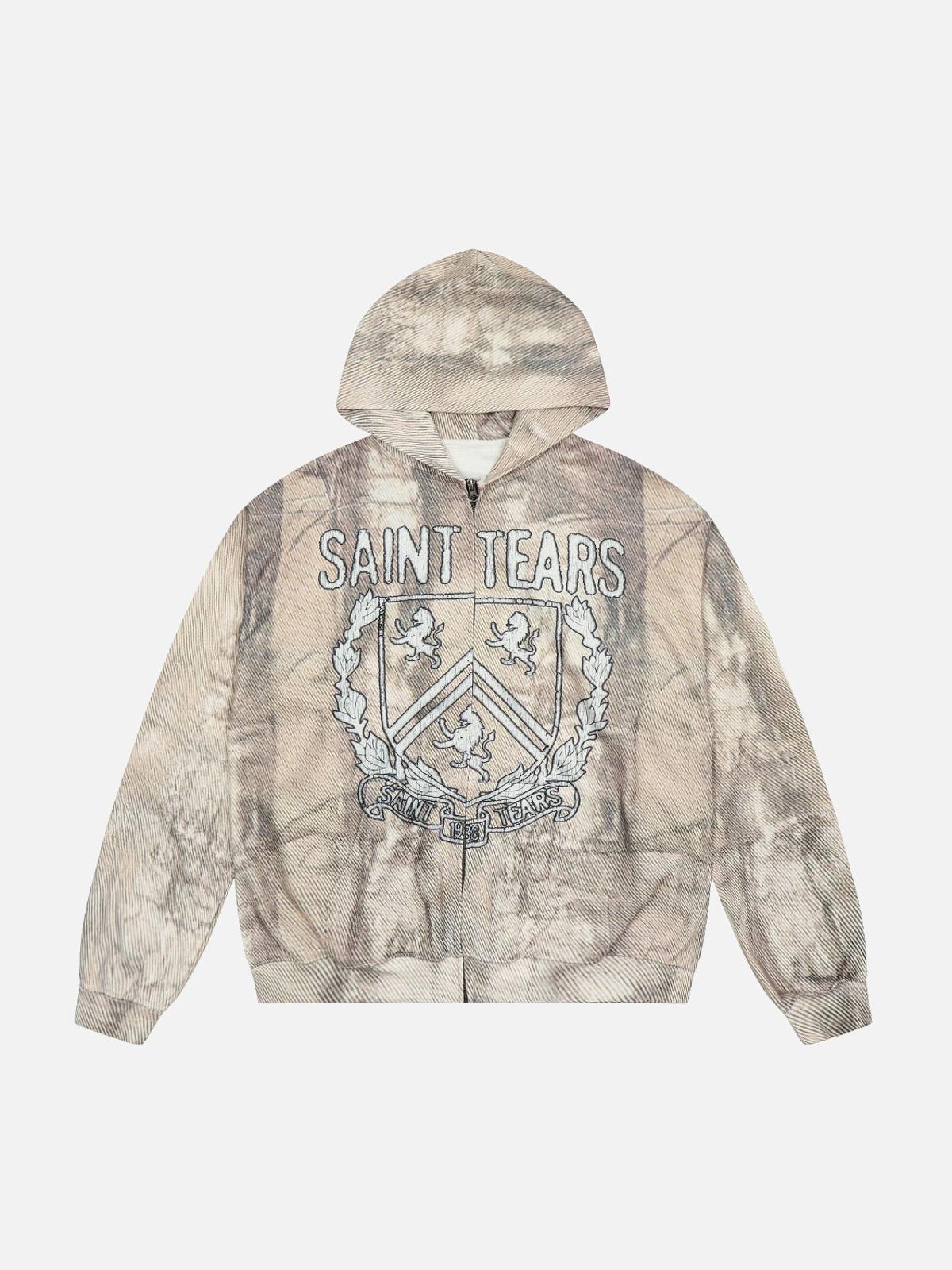 TALISHKO Branch Pattern Letter Print Hoodie