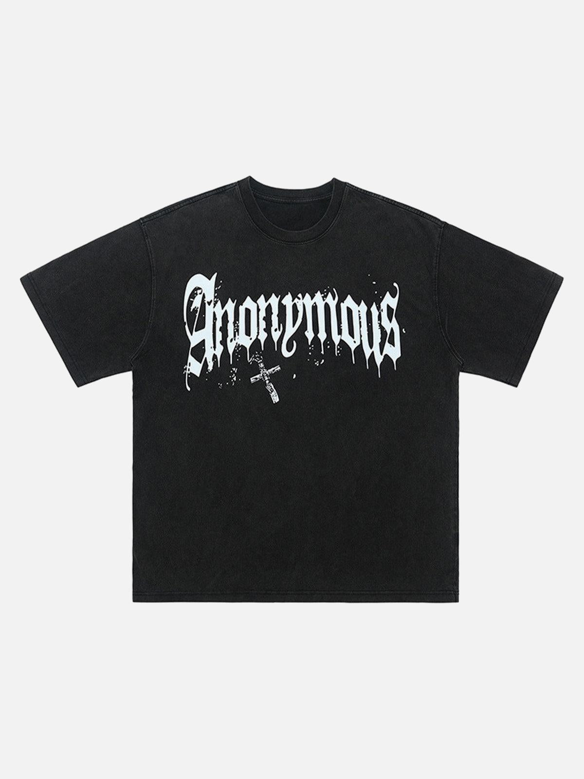 TALISHKO American Street Heavy Washed Distressed Gothic Cross T-Shirt