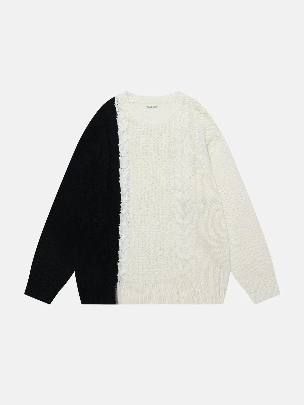 TALISHKO Color Blocking Patchwork Sweater