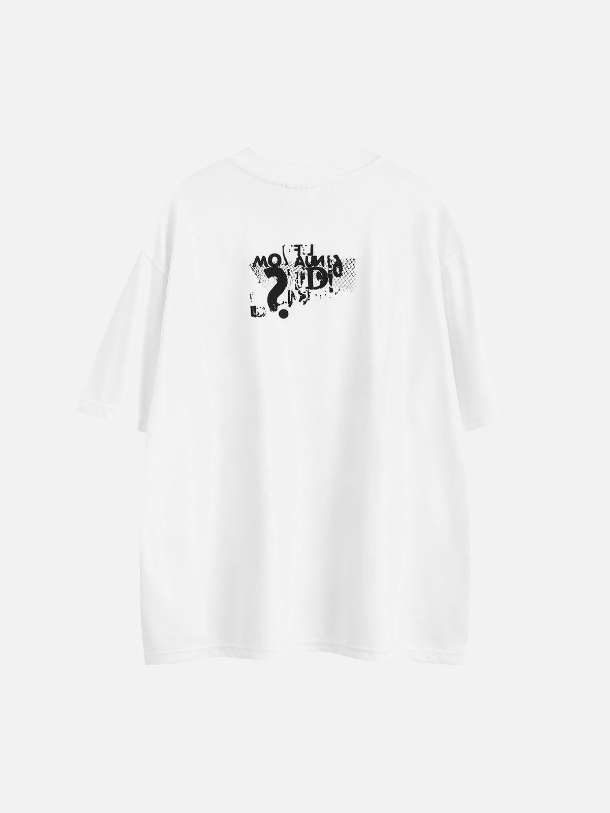 TALISHKO Retro Letter Print Rivet T-Shirt