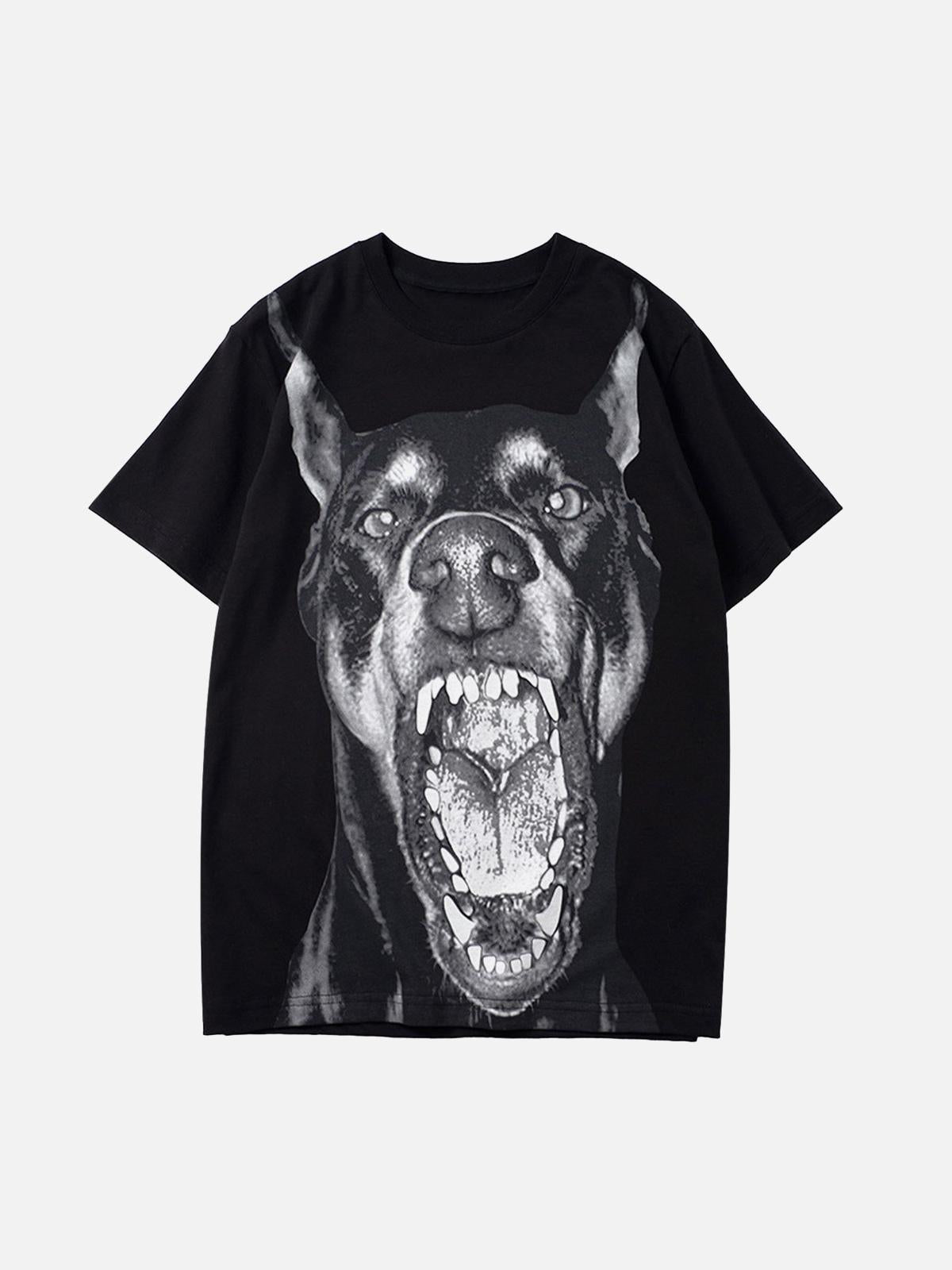 TALISHKO 3D Printed Doberman Dog Head Hip Hop T-Shirt