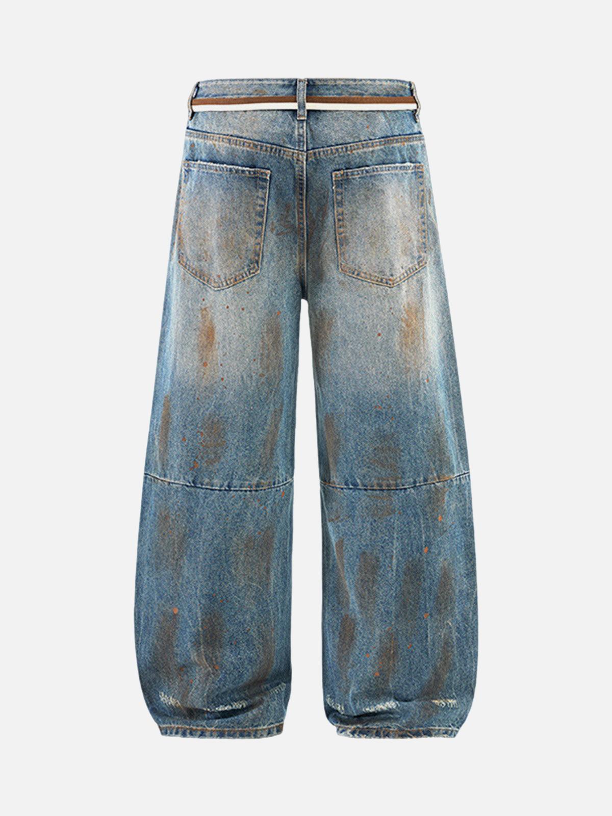 TALISHKO Retro Ink-Splashed Ripped Jeans