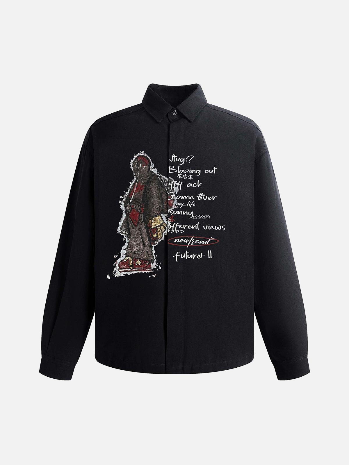 TALISHKO Graphic Portrait Print Long-Sleeve Shirt