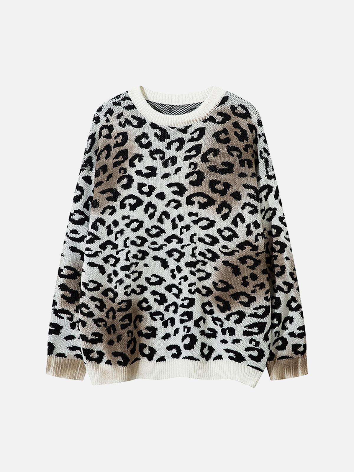 TALISHKO Tie-Dye Cheetah Jacquard Sweater