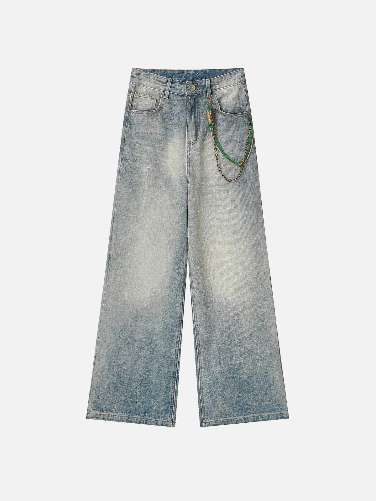 TALISHKO Chain Washed Graphic Jeans