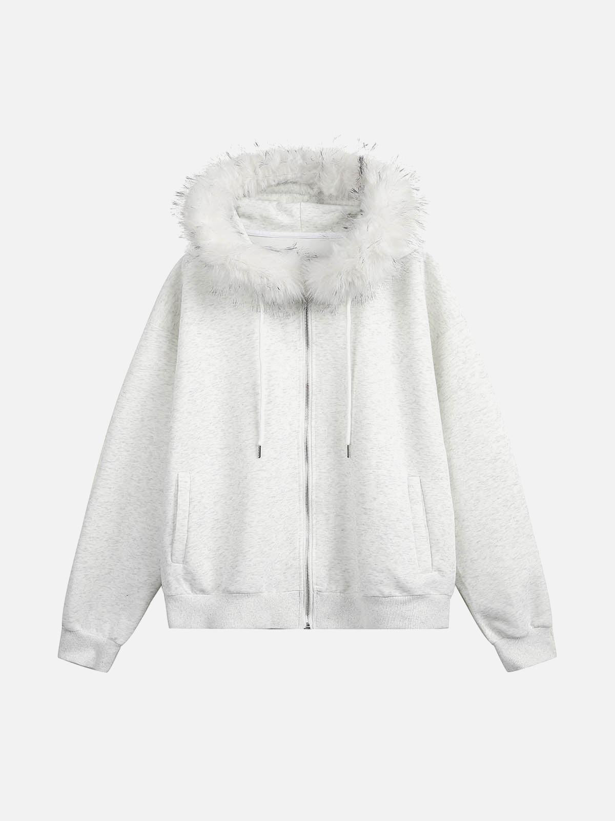TALISHKO Fur Collar Stitch Detail Cardigan