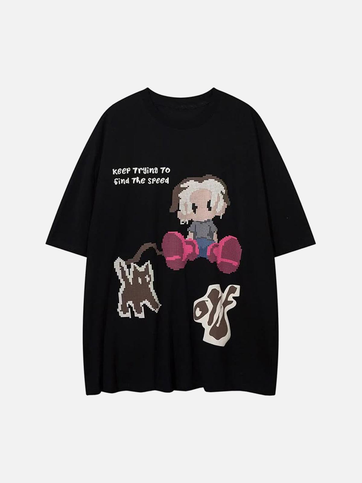 TALISHKO Pixel Art Cartoon Graphic T-Shirt