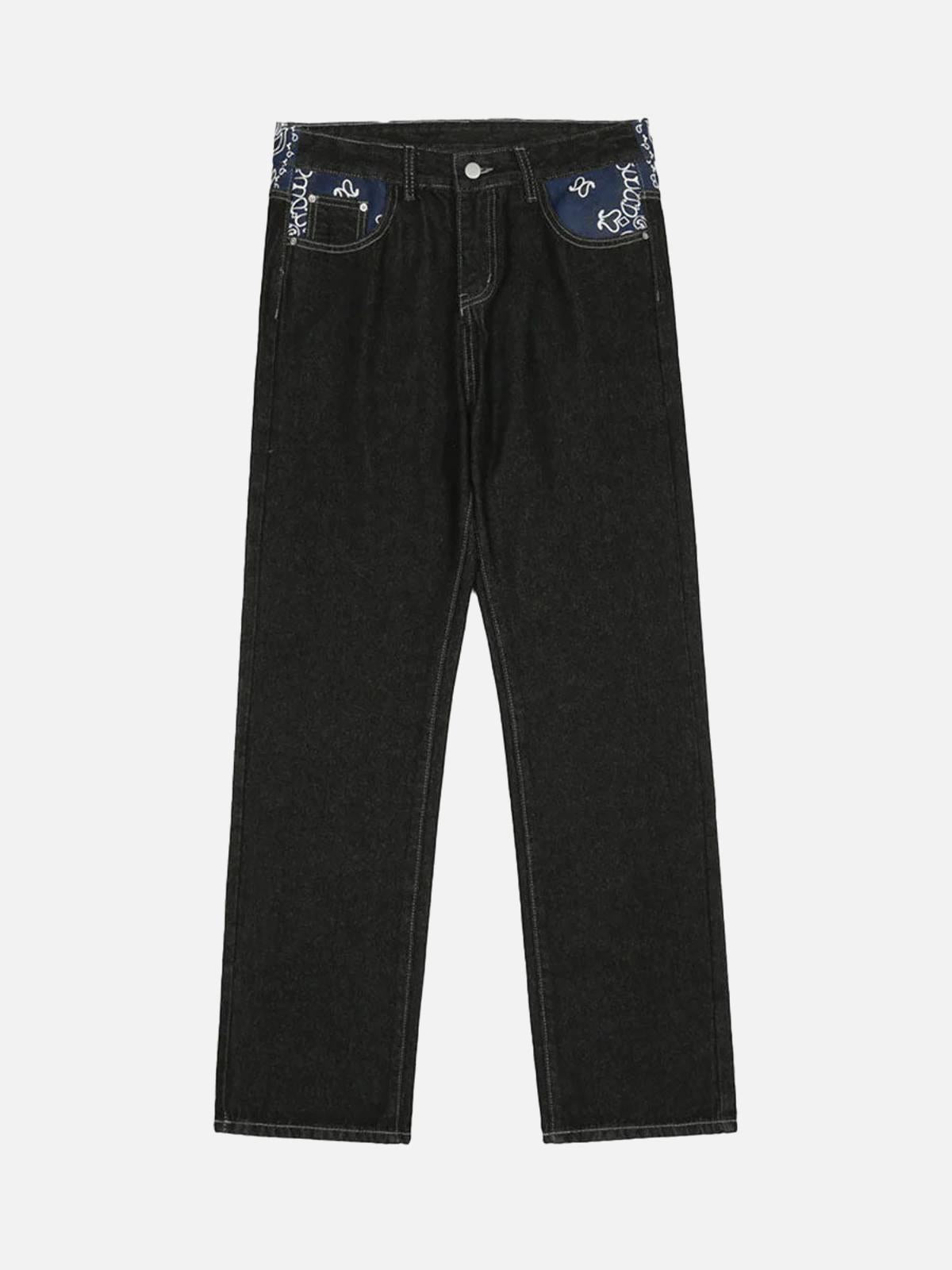 TALISHKO Petal Letter Straight Jeans