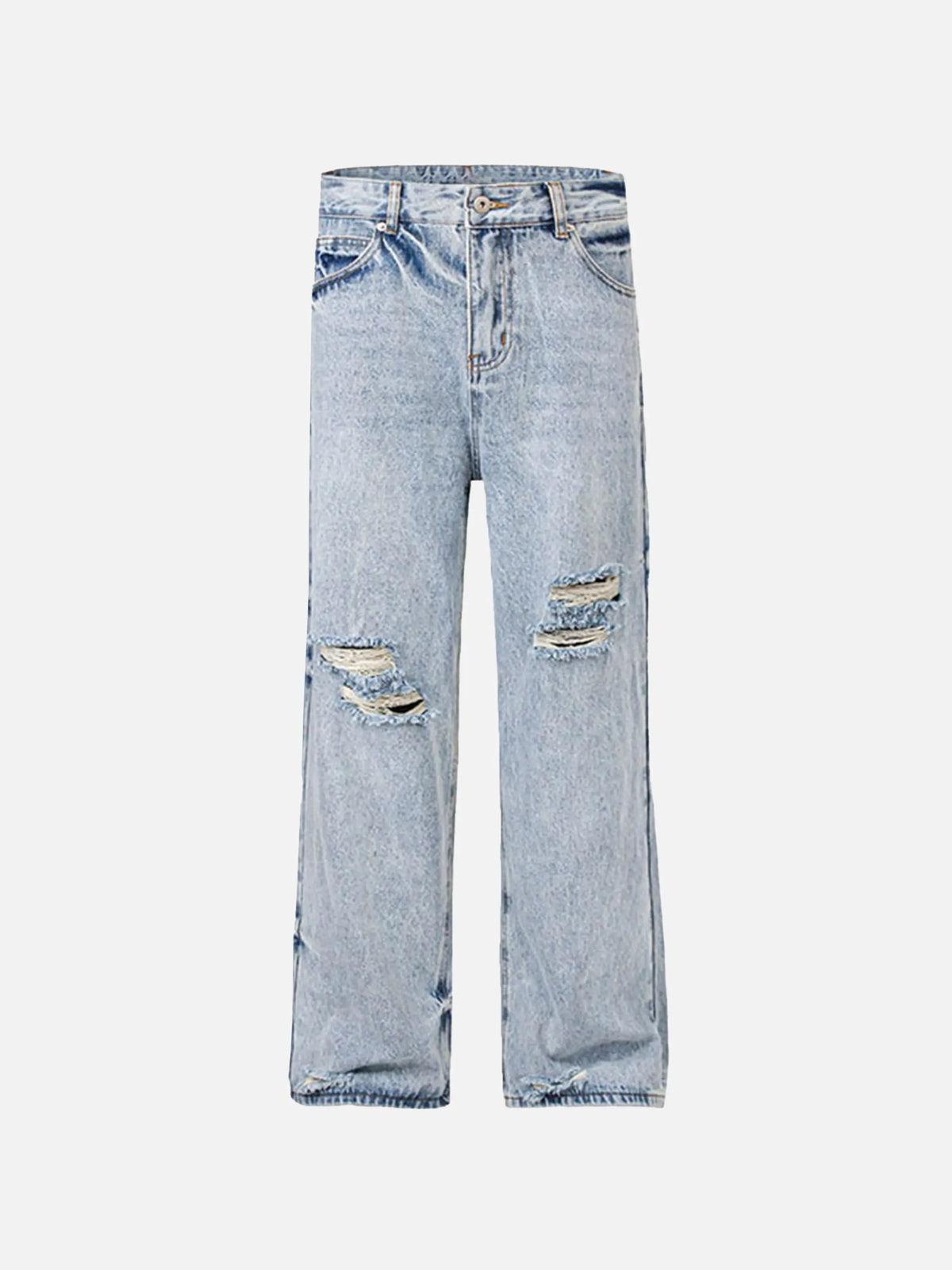TALISHKO Vintage Distressed Slim Straight-Leg Jeans