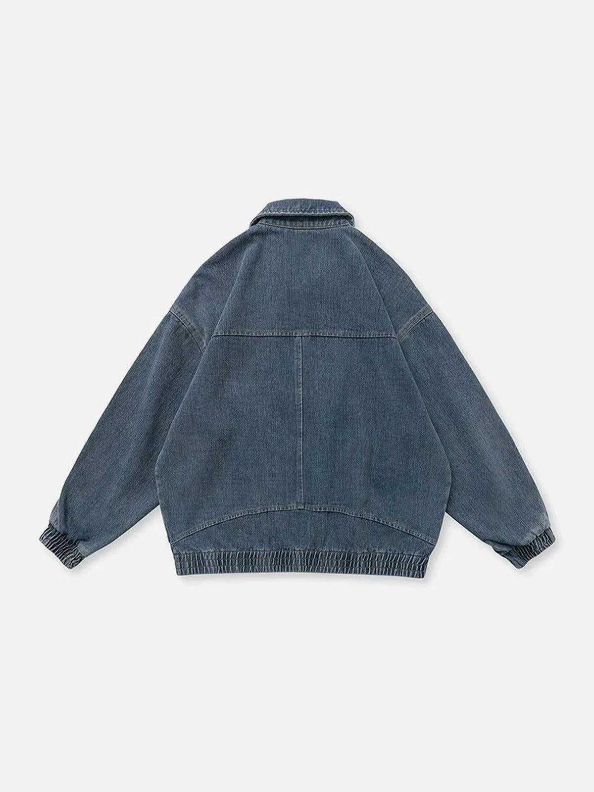 TALISHKO Distressed Solid Color Denim Jacket
