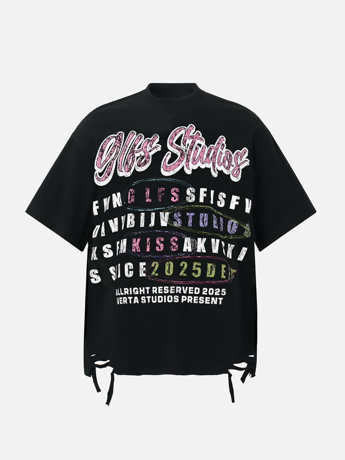 TALISHKO Retro Letter Graphic T-Shirt