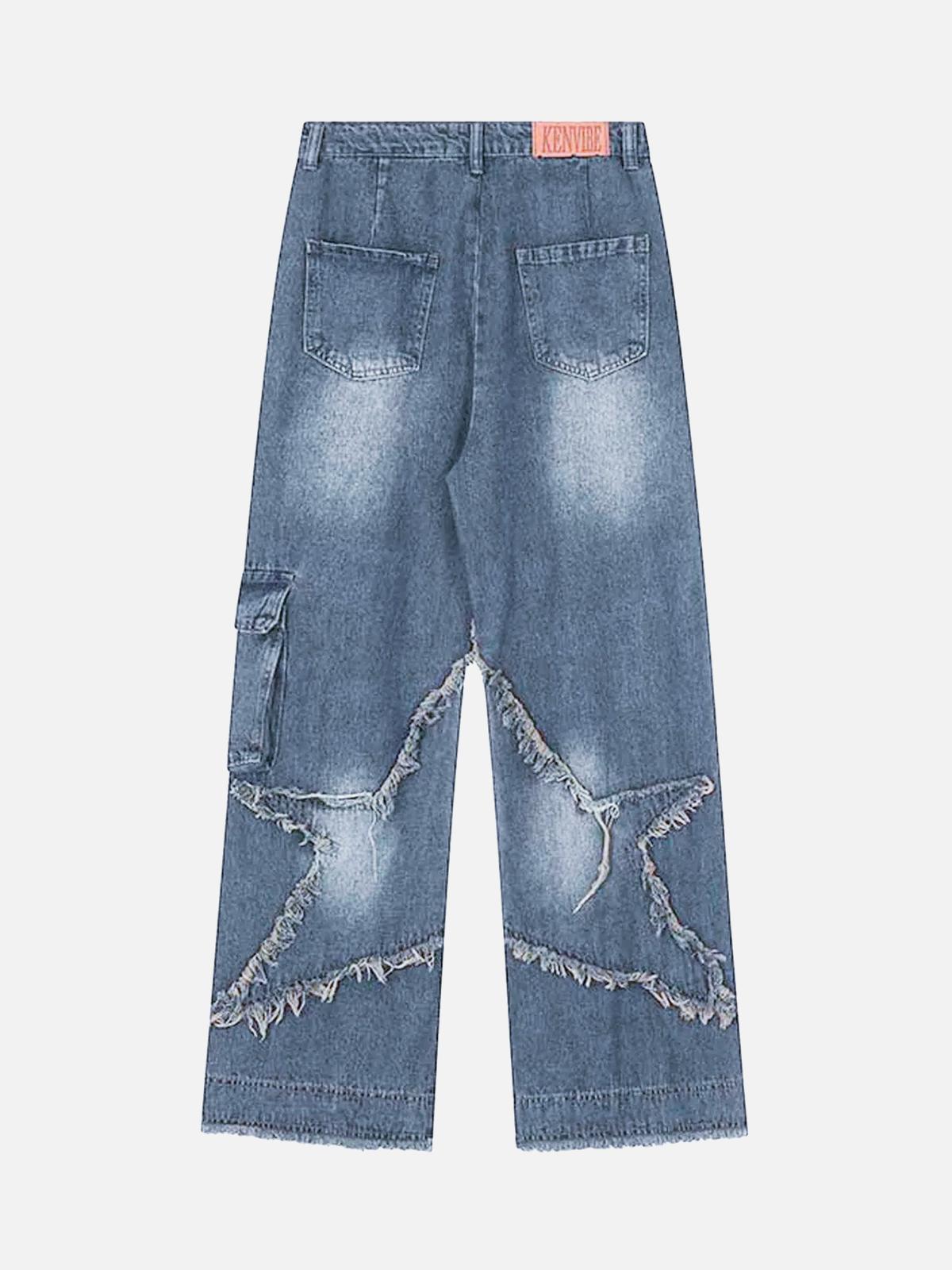 TALISHKO Patch Embroidered Straight-Leg Jeans