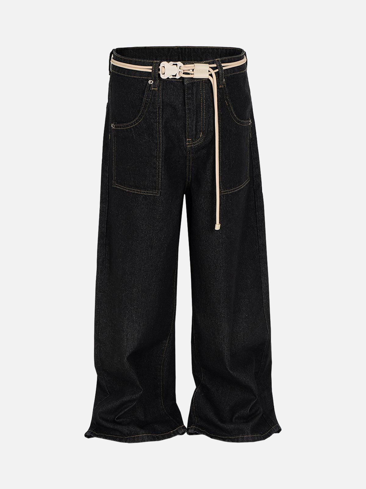 TALISHKO Cleanfit Buckle Belt Baggy Jeans
