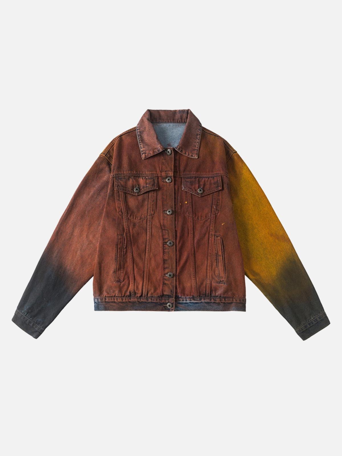 TALISHKO High Street Distressed Spray-Painted Denim Jacket